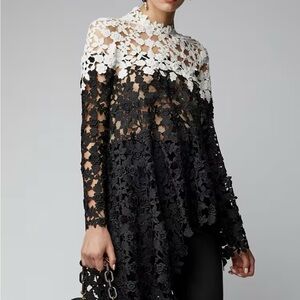 Elegant Black and White Lace Top